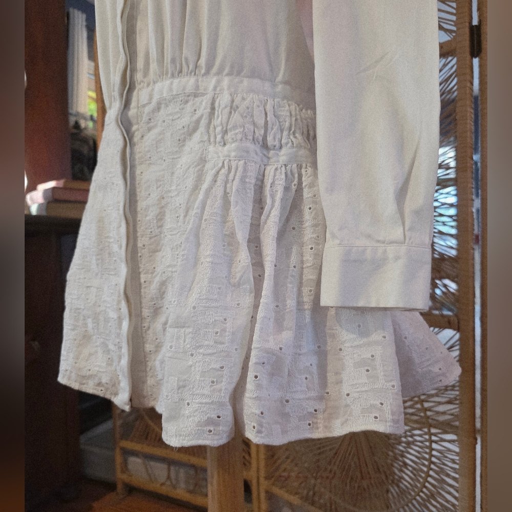 **Hold**Thakoon Button Down Shirt Dress Eyelet Flare Size 4 - Picture 3 of 10